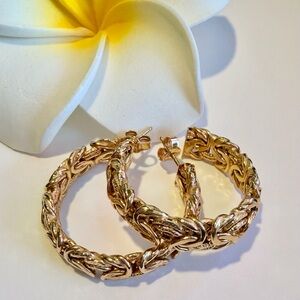 Gold Braided Hoop Earrings - Women Jewelry